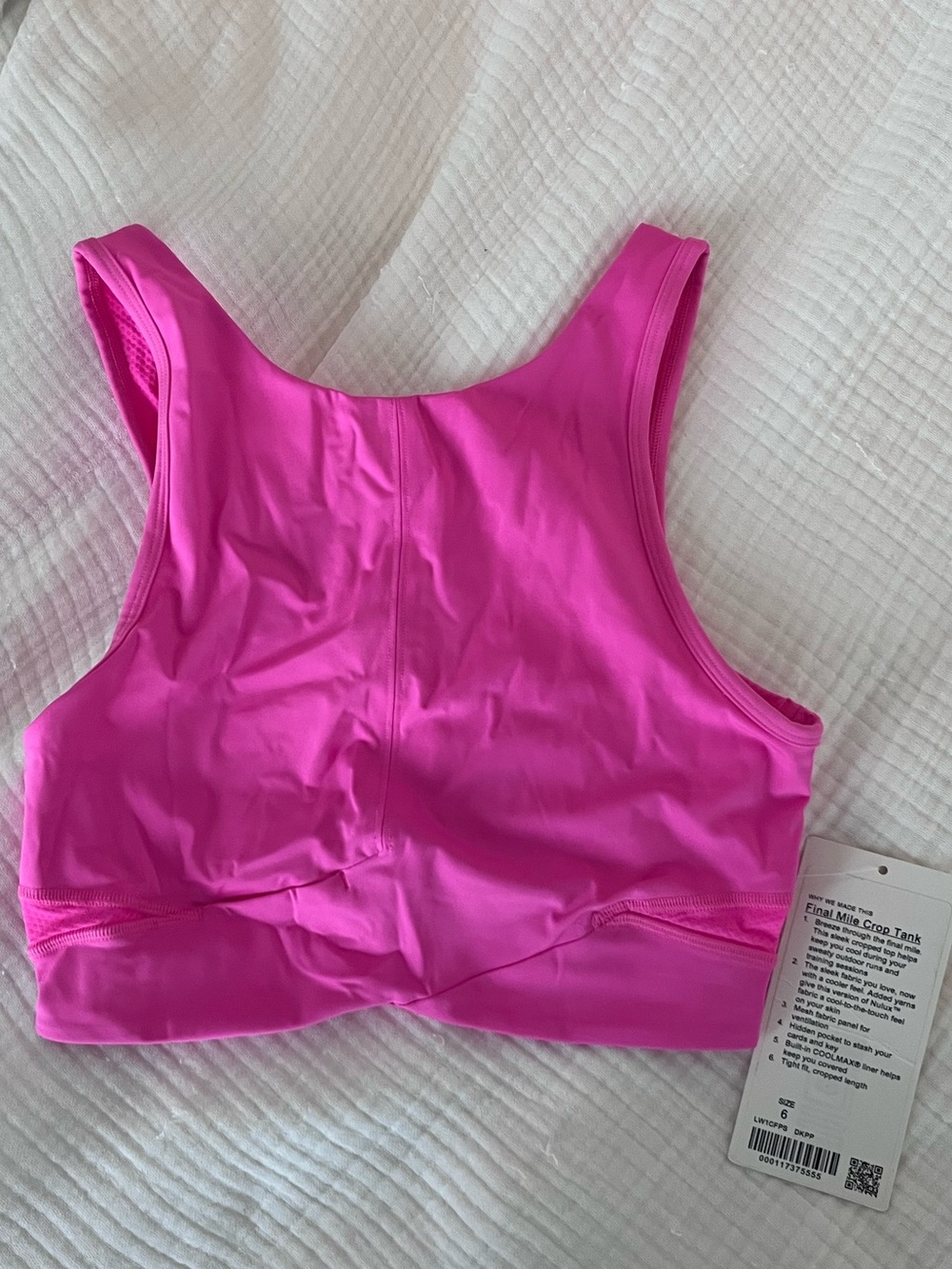 NWT Lululemon 6 Pink Final Mile Crop Tank Top